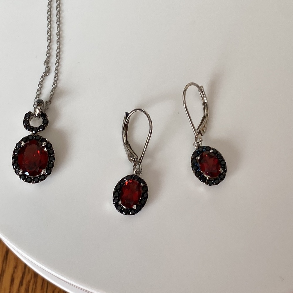 πΈ VEMELHO GARNET AND BLACK SPINEL COMPLETE SET πΈ SIZE 8 RING πΈ - Picture 3 of 16